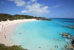 overhead view of Horseshoe Bay and Beach on the Island of Bermuda