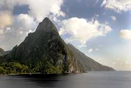 Petit & Gros Piton from the sea at St. Lucia
