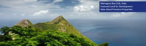 Volcano top view of Saba land for development to the Sea