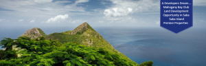 Volcano top view of Saba land for development to the Sea