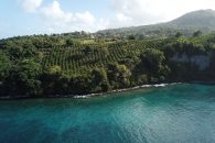 Aerial View of Land and Ocean